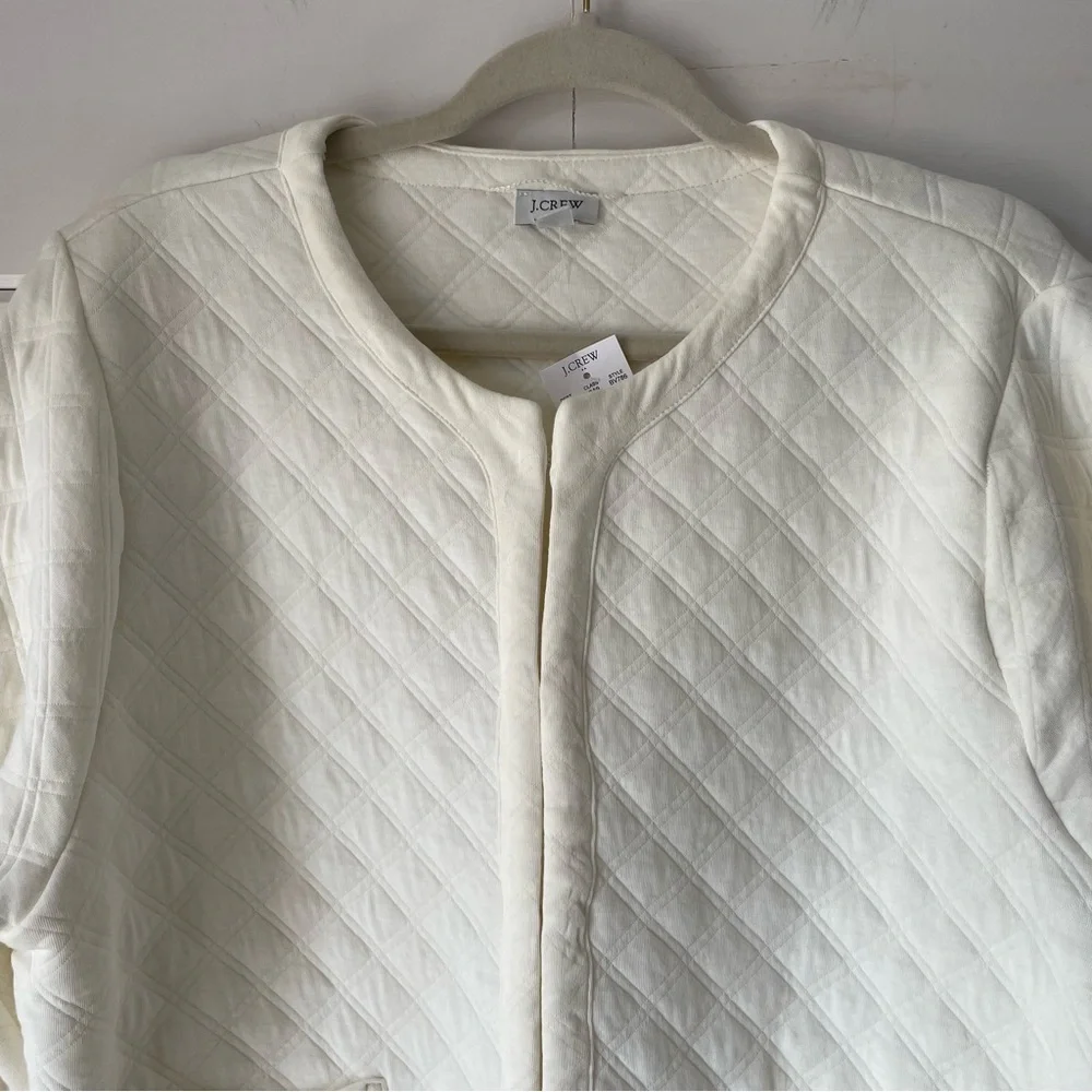 J.Crew Factory Women's Quilted Jacket Size XL Cream Long Sleeve‎ Patch Pockets - Picture 3 of 8